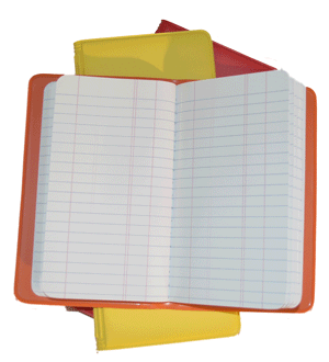 red, orange and yellow heat sealed vinyl waterproof tally books